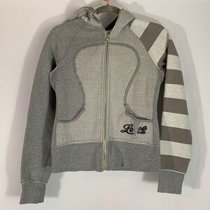 Lululemon Grey Striped Love Special Edition Scuba Hoodie Sweater Size 4